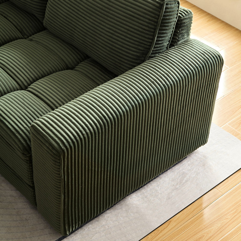 Velours côtelé, 4 places, et gris, coussins amovibles, coussins, support confortable, tissu, structure en bois massif, pieds en plastique, assise en velours côtelé gris facile à assembler avec 2 coussins amovibles