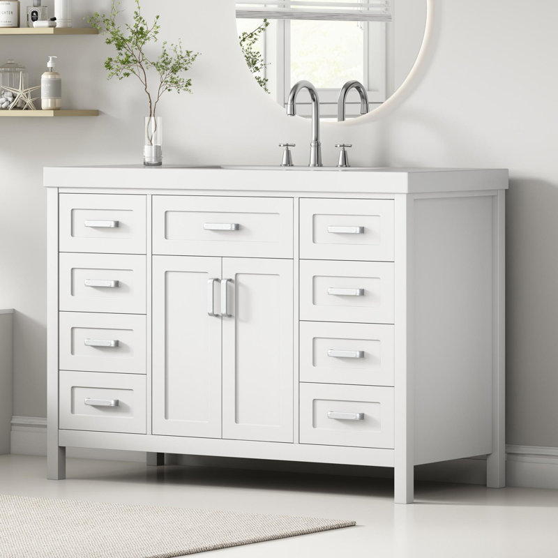 Meuble-lavabo 48 po avec lavabo en résine, Blanc