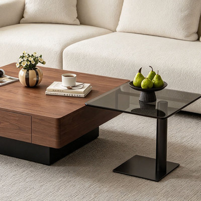 Italian minimalist square storage coffee table