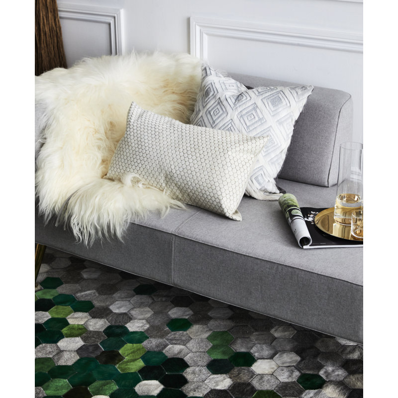 Angulo Cowhide Geometric Area Rug, Rectangle 6'7" x 9'8"