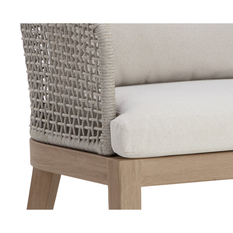 Capri Outdoor Teak Dining Armchair, Gray Frame/Palazzo Cream Cushion
