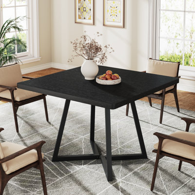 Dining Table for 4, wooden dining table, Industrial Style, Sturdy Metal Frame, 80 x 80 x 75 cm dinner table Kitchen Table for Dining Room, Living Room, Apartment, Rustic Brown