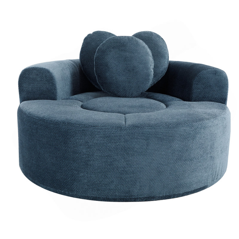 Canapé-lit rond avec canapé modulaire en mousse à mémoire de forme pour le salon, canapé nuage avec trois coussins, bleu