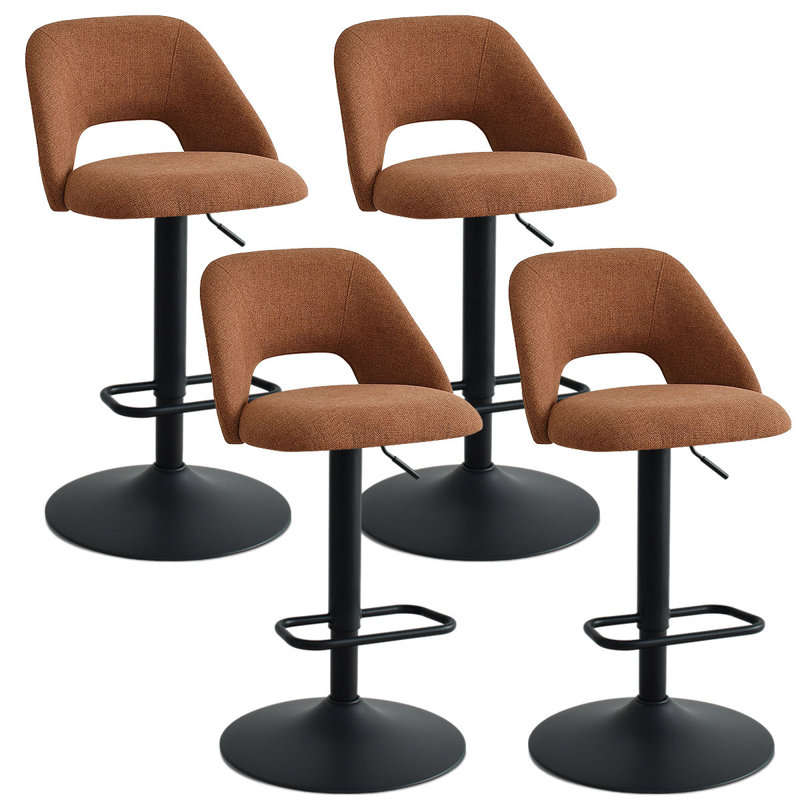 Leotrim 24''-32'' H Adjustable Height Swivel Upholstered Bar Stool, Brown