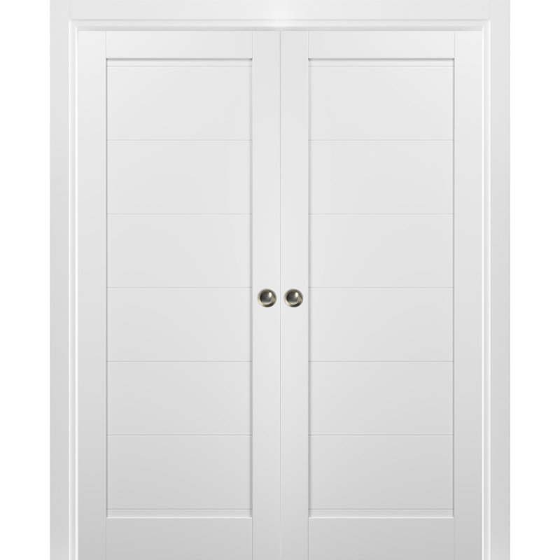 Portes coulissantes doubles françaises 72 x 96 avec cadres Quadro 4115 Blanc Soie, trousse de garnitures, quincaillerie, bois massif, intérieur, garde-manger, cuisine, chambre, placard coulissant, porte robuste