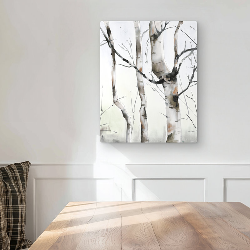 Three Birches Trees - Brown Metal Print for Home Decor