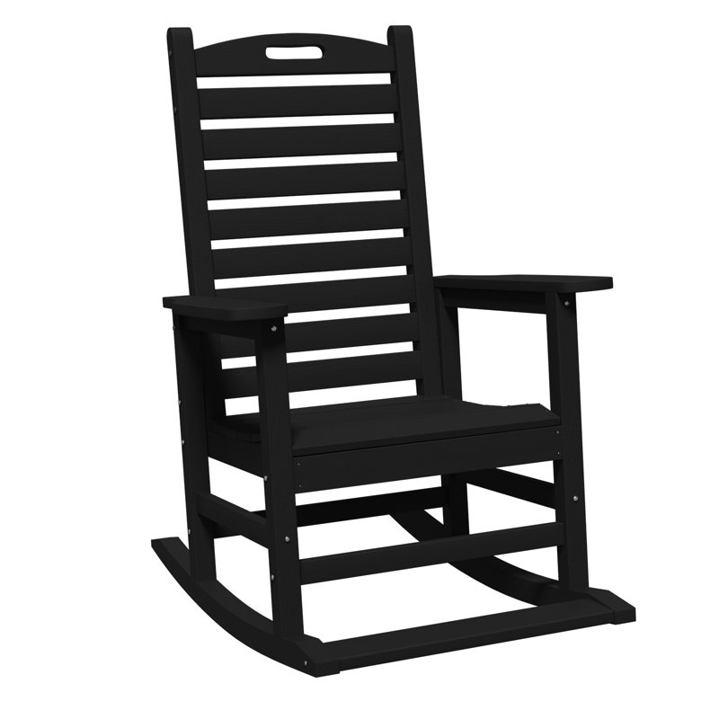 Chaise berçante surdimensionnée en PEHD d'extérieur, Noir