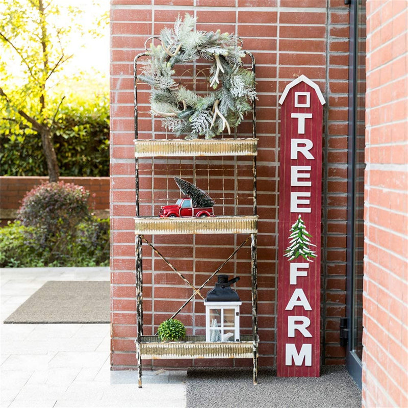 Rustic Weathered Metal 3-Tier Bakers Rack