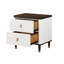 Table de chevet moderne à 2 tiroirs avec port USB - blanc et brun - mobilier de chambre en bois durable