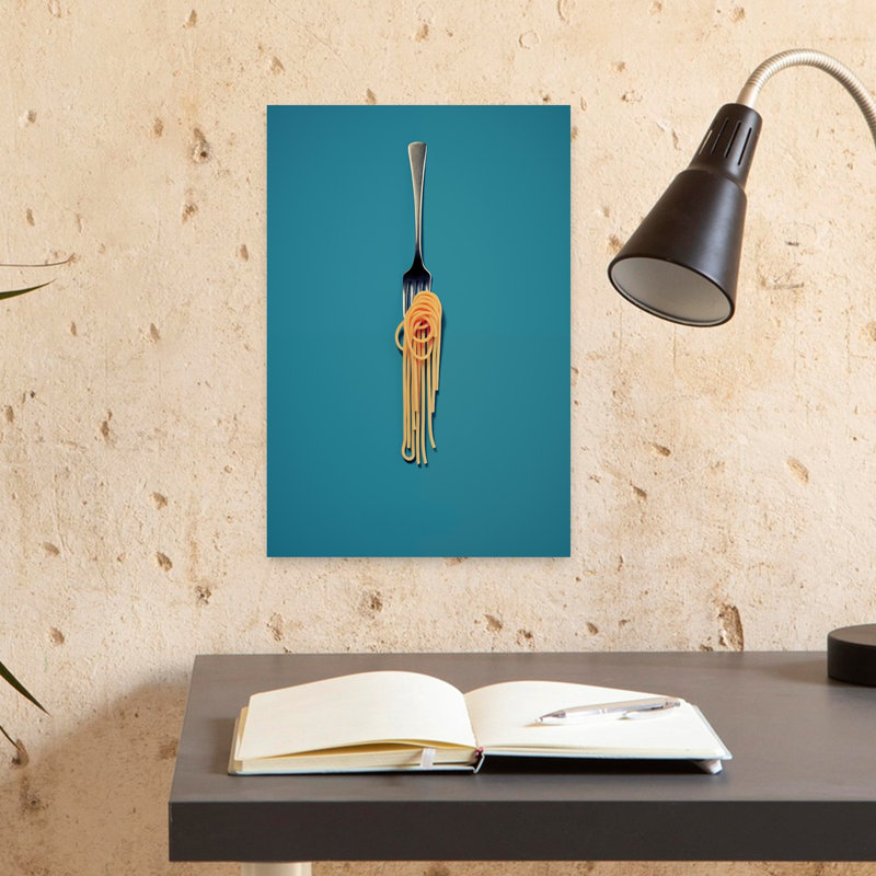 Art mural moderne minimaliste, fourchette à spaghetti minimaliste, H 18 po x l 12 po