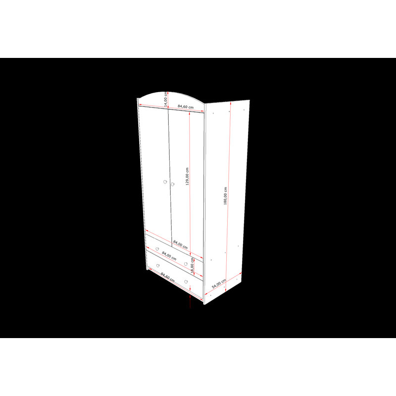 Platteville 2 Door Wardrobe, White