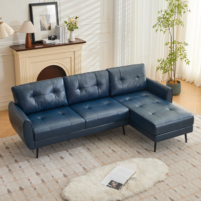 88” W Faux Leather L-Shape Sofa Chaise