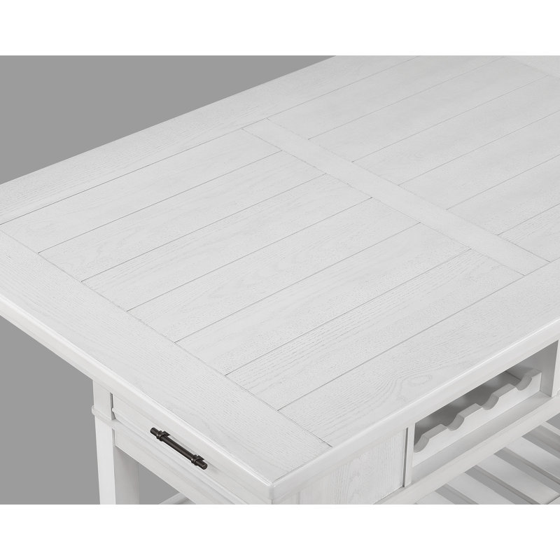 Table à hauteur de comptoir avec tiroirs, support à vin, finition blanche, rectangulaire, mobilier de style pour la salle à manger, blanc, rangement, étable rectangulaire en bois