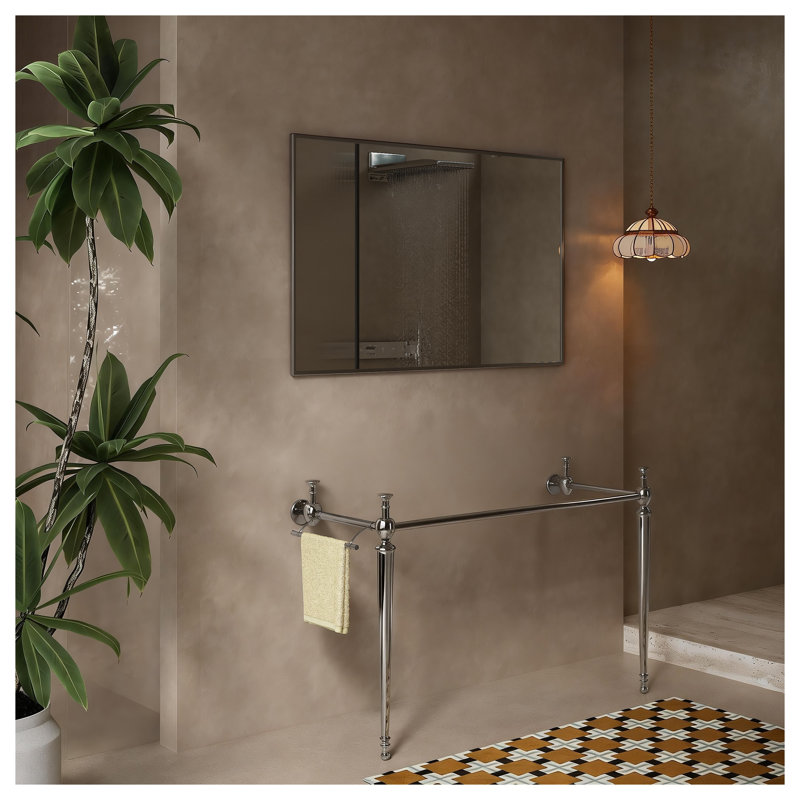 Meuble-lavabo autoportant VICI de 48 po avec pieds en fer, fini chromé, sans lavabo ni robinetterie inclus