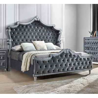 Boykins Upholstered Queen Panel Bed Ivory and Camel
