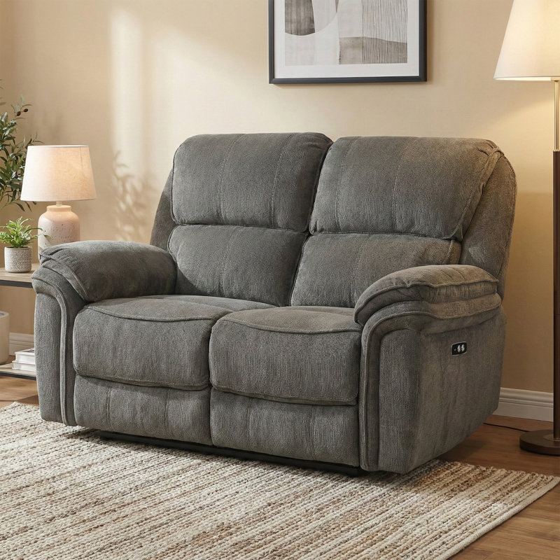 Coomer 2 Seater Electric Reclining Loveseat, Dark Grey