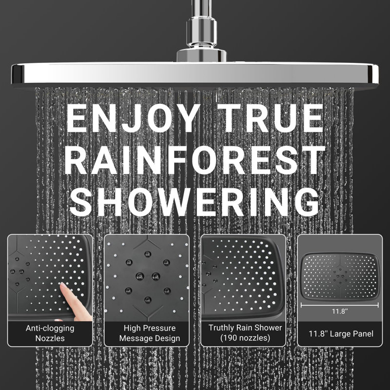 High Pressure Rain Shower Head With Handheld Spray Combo,10 Sprays Handheld Shower Head, Silver