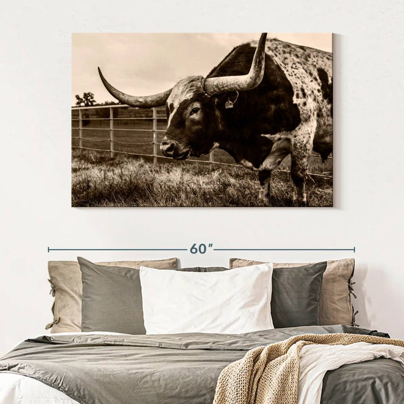 Brampt Sepia Longhorn, 34" H x 51" W