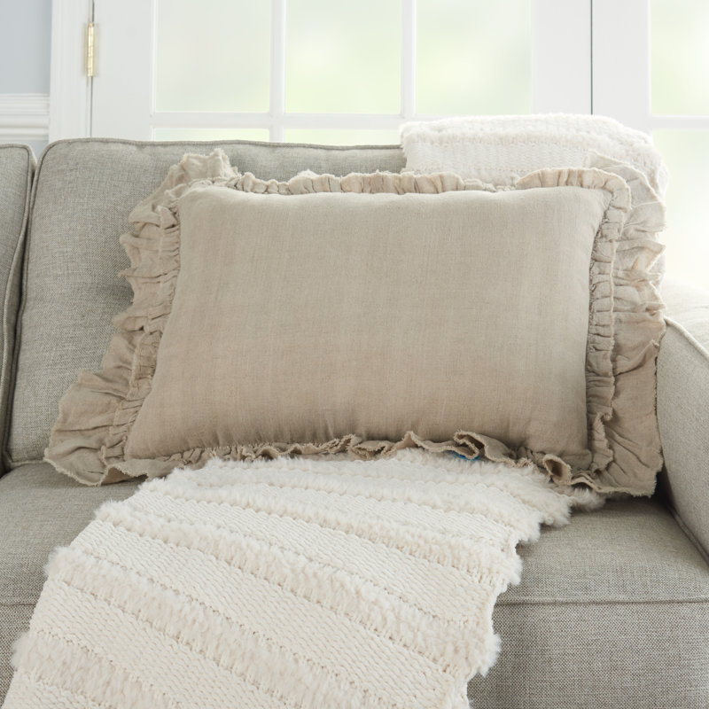  Coussin en lin, Naturel, 24 po x 16 po, Rectangle