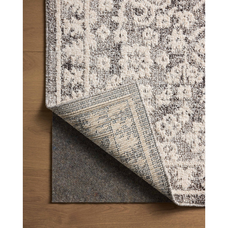 Ivory and Gray Rectangular Synthetic Area Rug 7'10" x 10'