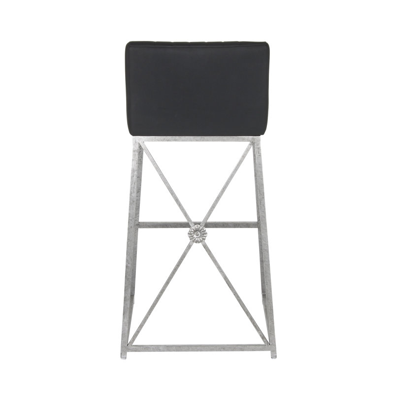 Medallion Stool, Royal Silver, Bar Stool (30'' Seat Height), Black