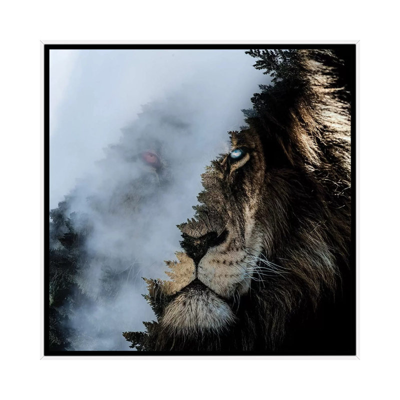Monster Lion by Paul Haag - Print on Canvas, 66.04 cm H x 66.04 cm W, White Framed
