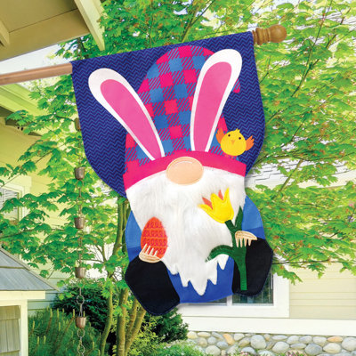 Easter Gnome Burlap House Flag