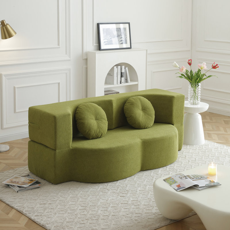 Le canapé-lit pliant 2-en-1 avec oreiller se transforme facilement d'un canapé en lit simple pour des espaces de vie compacts.