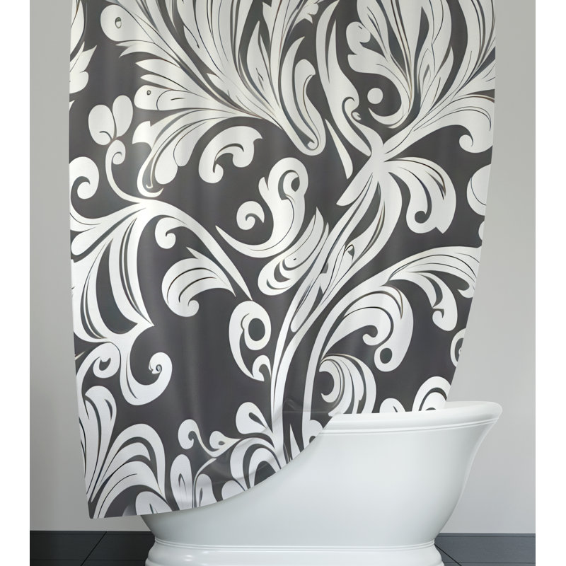 Hyndman Floral Shower Curtain, 83" H x 70" W, Dark Grey