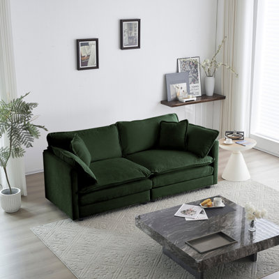 Modern And Comfortable Fabric Loveseat Sofa Couch For Living Room, Upholstered With Deep Seat And 4 Pillows For Relaxing Moments