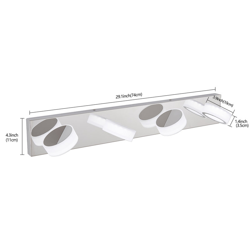 Luminaires à DEL modernes pour vestiaire - 4 lumières, à intensité variable, 4 luminaires écoénergétiques pour salle de bain