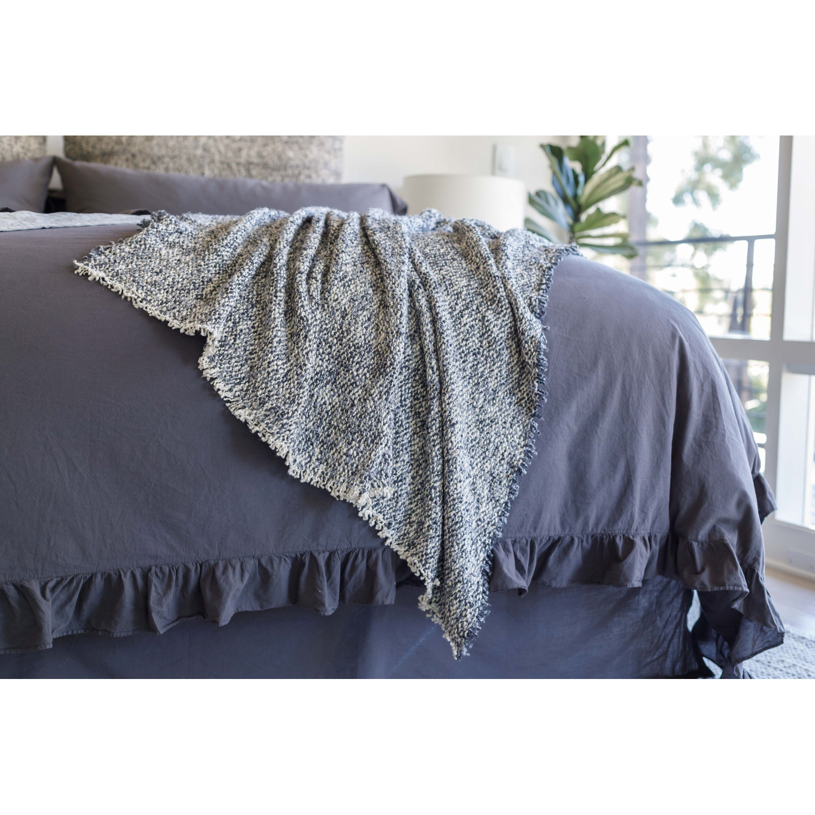 Brentwood Hand Woven Throw Blanket, Steel