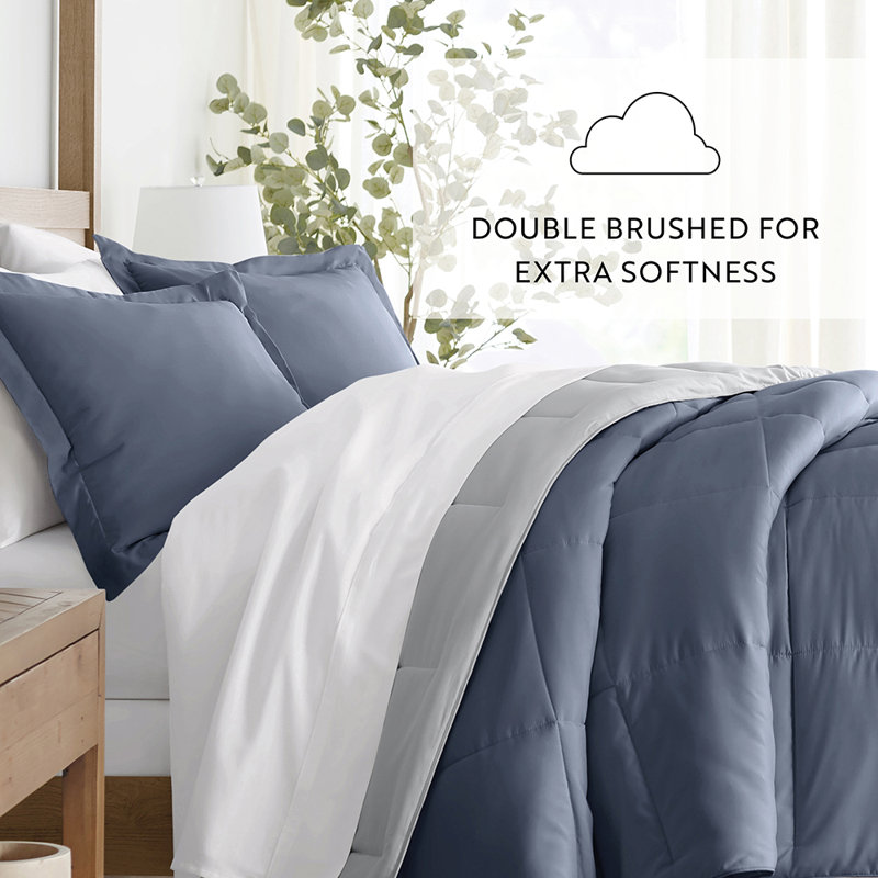 Twin Stone and Light Gray Reversible Down Alternative Comforter Set