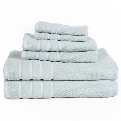 Ensemble de serviettes de luxe en coton - Tissage de riz 100 % coton égyptien - Ensemble de 6 pièces comprenant 2 serviettes de bain, 2 débarbouillettes et 2 débarbouillettes - Vert d'eau