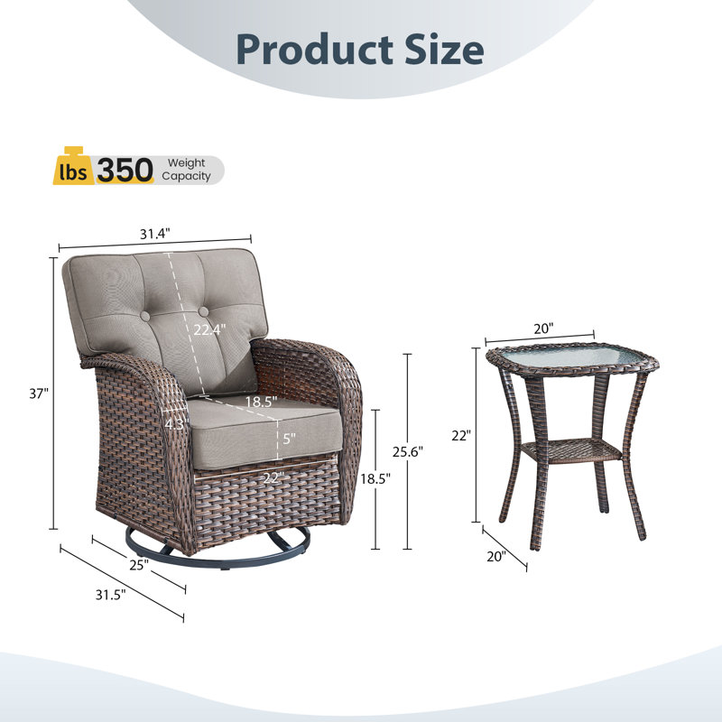 Ensemble de chaises de patio 6 pièces, ensemble de sièges d'extérieur toutes saisons avec chaises pivotantes, Gris