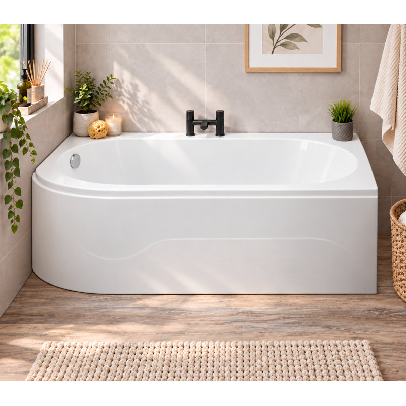 Davos 1550mm x 900mm Soaking Acrylic Bathtub, Left