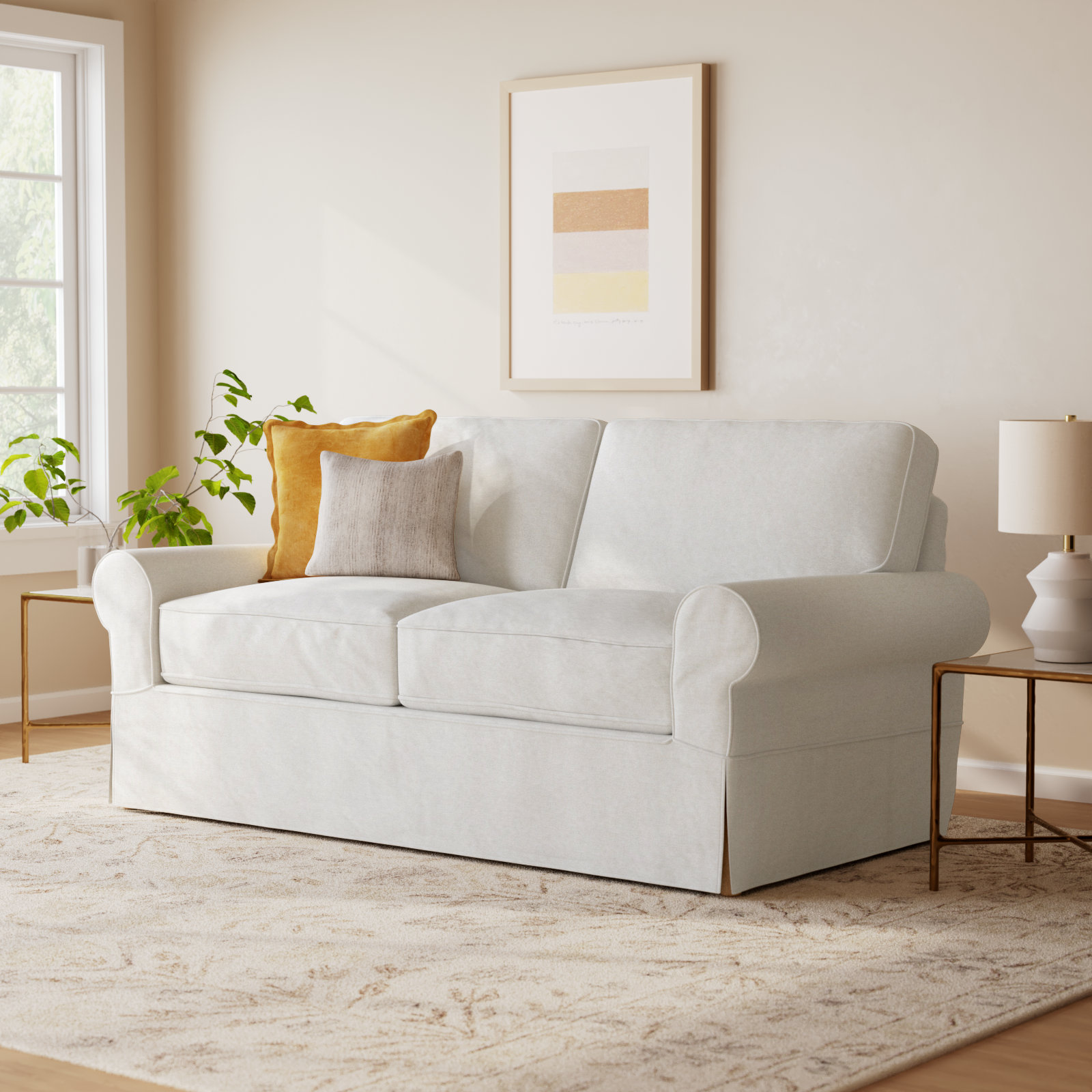 Porter 84'' Slipcovered Sofa, Nomad Snow Crypton® Chenille