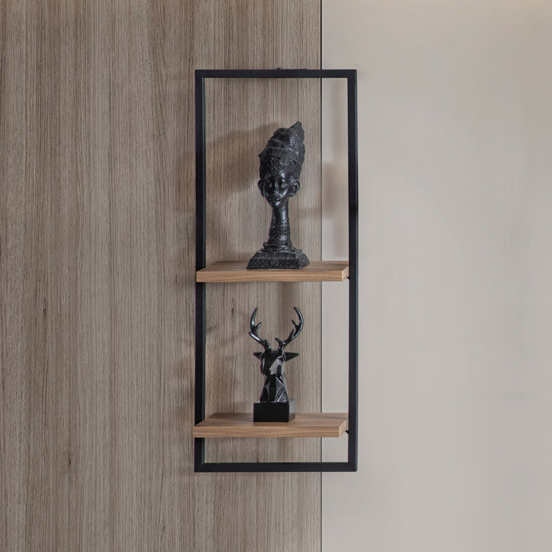 Locelso Floating Shelf, Black/Natural