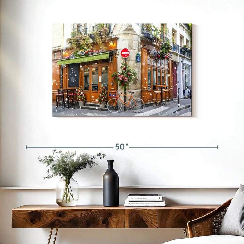 Noël au café français, H 24 po x l 36 po