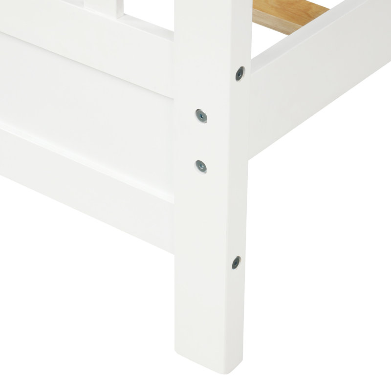 Lit plateforme en bois avec tête et pied de lit, Blanc, Double
