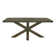 Carrazco Weathered Wood Finish Table With Cross Base Dining Set - 72" Table With Beige Linen, Track Arm Chairs, 7-Piece