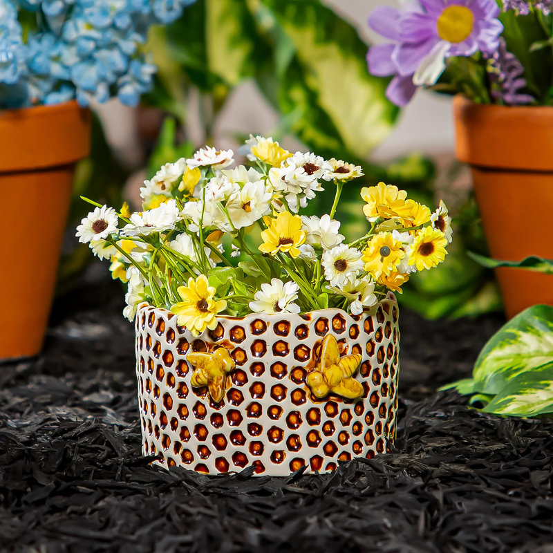 Ceramic Honeycomb Crackled Planter