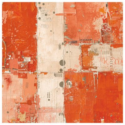 Tapisserie murale abstraite orange et beige - Décoration murale abstraite