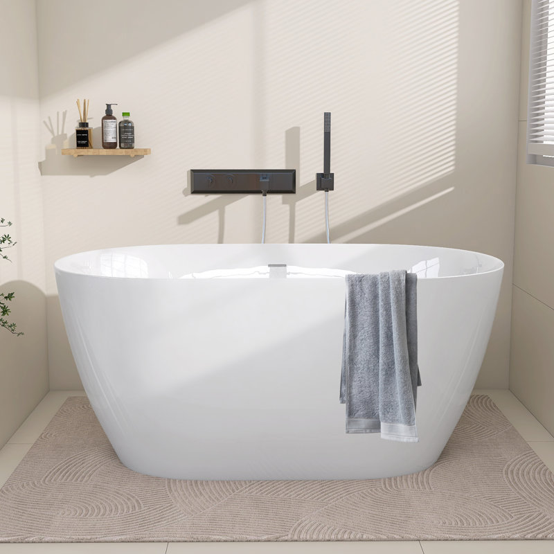 55" X 28" Freestanding Soaking Acrylic Bathtub