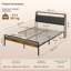 Metal Bed Frame with Upholstered Storage Headboard -1655593470