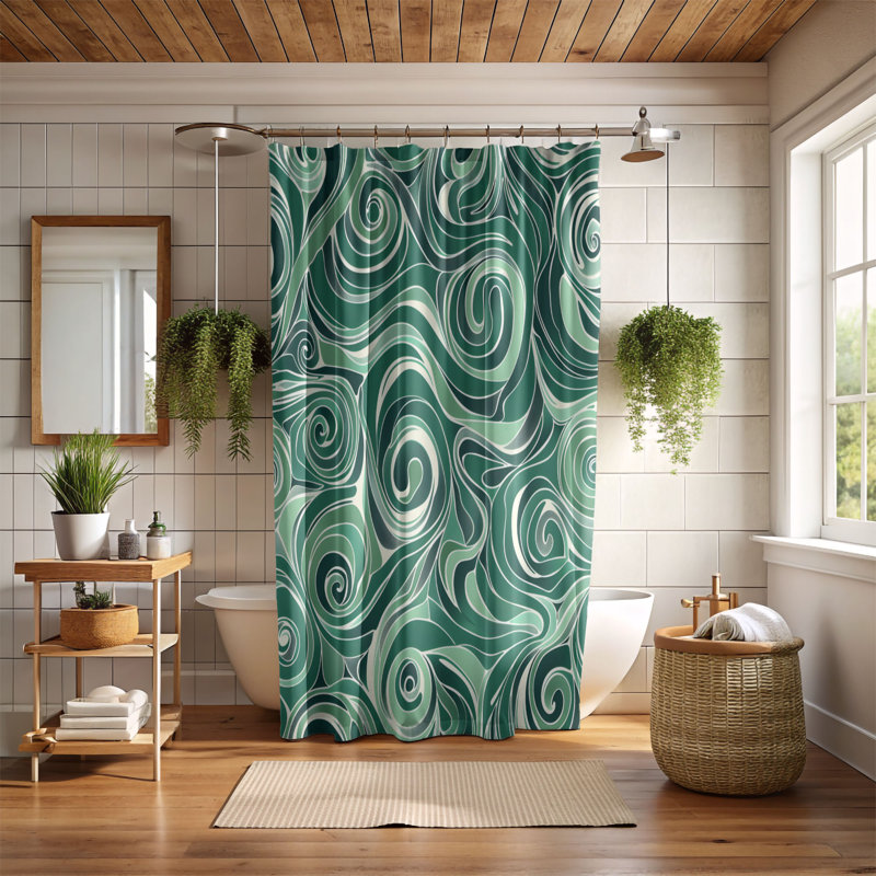 Brevoort Abstract Shower Curtain, 74"H x 71"W
