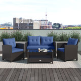 Alysheeya 4 - Person Patio Conversation Sets with Cushions