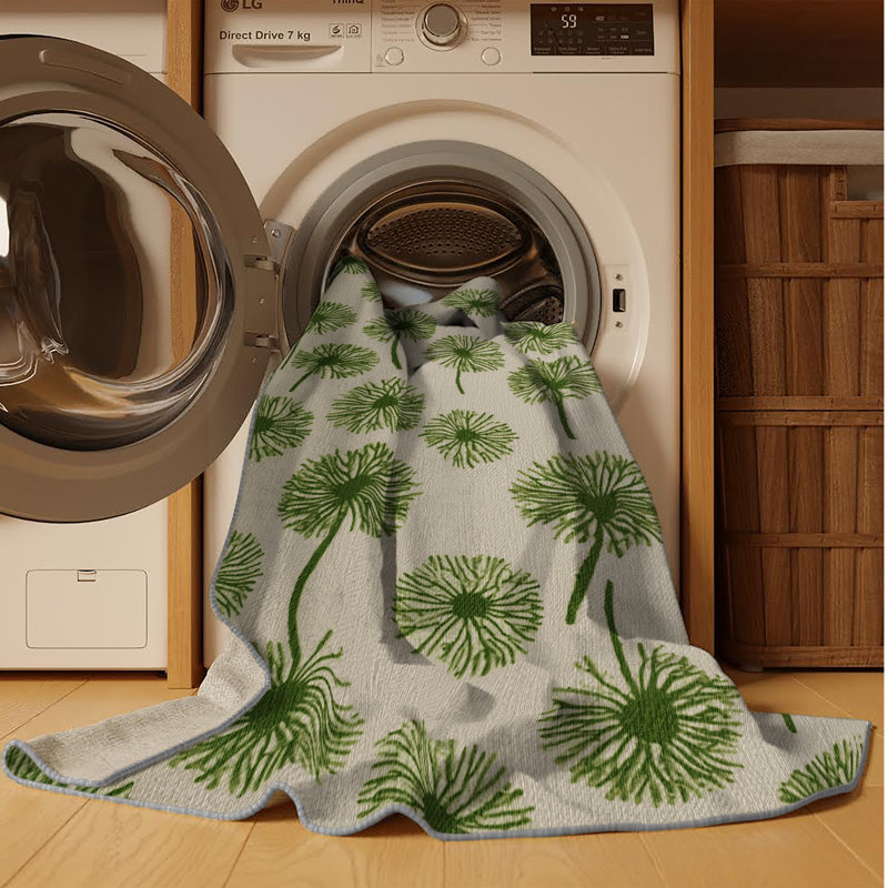  Tapis lavable vert pissenlit, Rond 5 pi