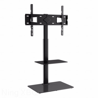 Meuble télé, meuble télé pivotant pour téléviseur de 32 à 65 pouces, meuble télé portatif à hauteur réglable avec base en verre trempé pour chambre à coucher, salon
