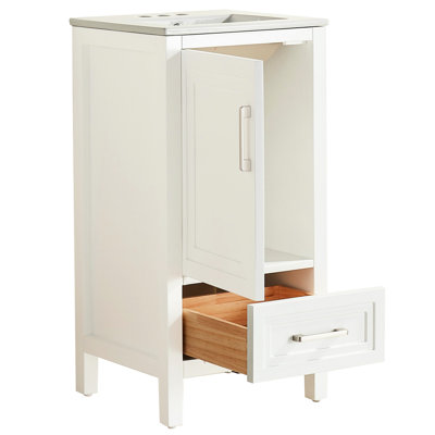Ensemble de meuble-lavabo autoportant 18 po en bois massif avec portes et tiroirs à fermeture en douceur 18 po